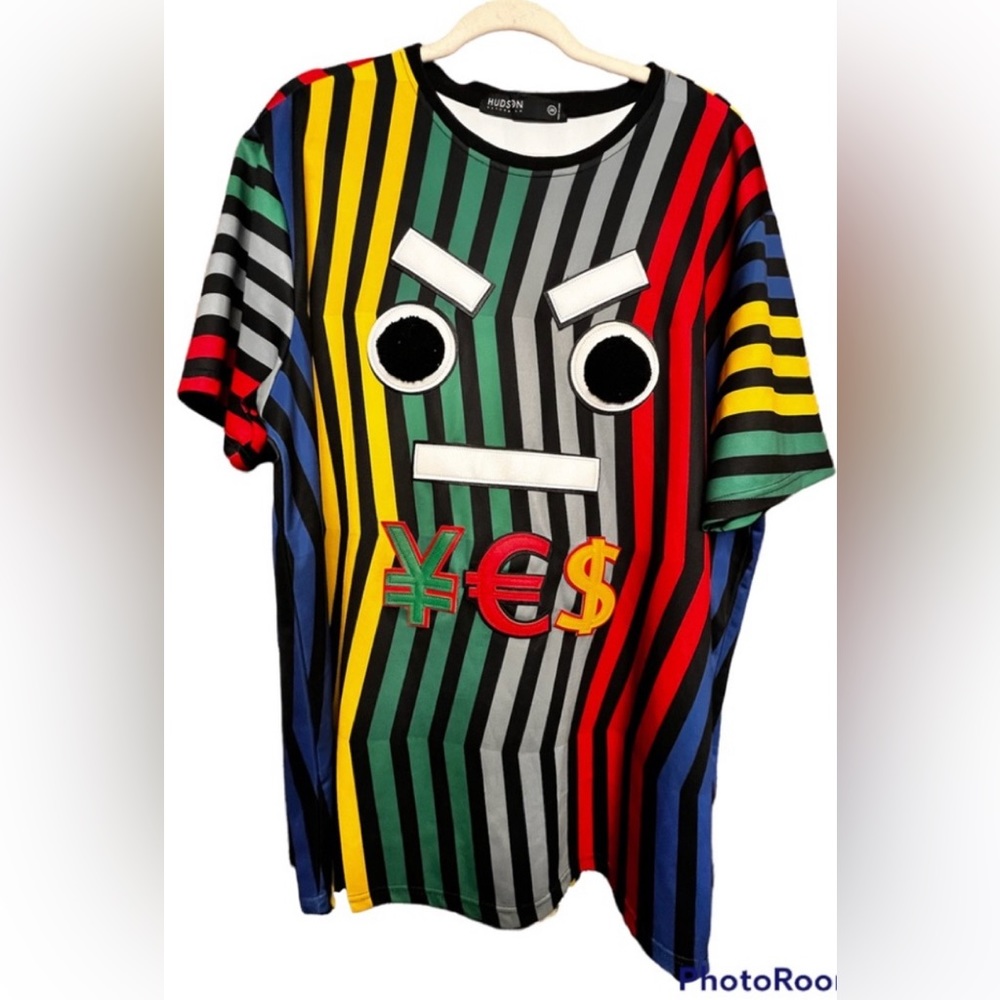 Hudson Outerwear striped face shirt size 2X Statement piece Colorful stripes